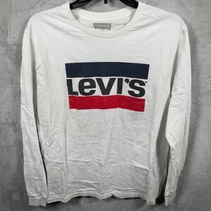 Levi Strauss & Co Mens White Long Sleeve Graphic T‎ Shirt Size S